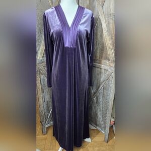 NEW Velvet Robe Front Zip Kaftan Oscar de la Renta Amethyst